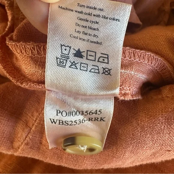 Faherty Sun Strider Linen Pants Wide Leg High Rise Womens Small Red Rock/Orange - Picture 7 of 13